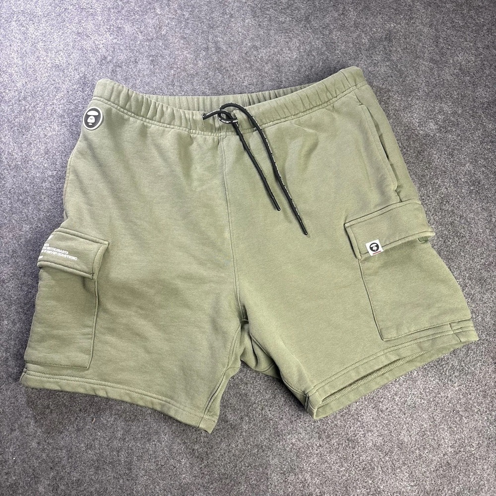 Aape By A Bathing Ape AVPENOW Cargo Sweat Shorts Olive‎ Green Size L.   A10